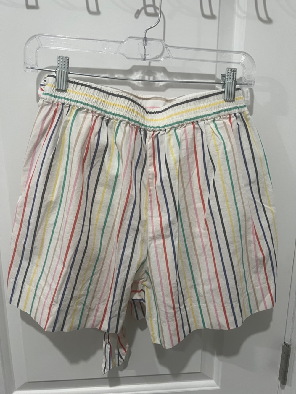 J. Crew White Multi-Stripe Tie-Waist Shorts Size 4 - Picture 4 of 5